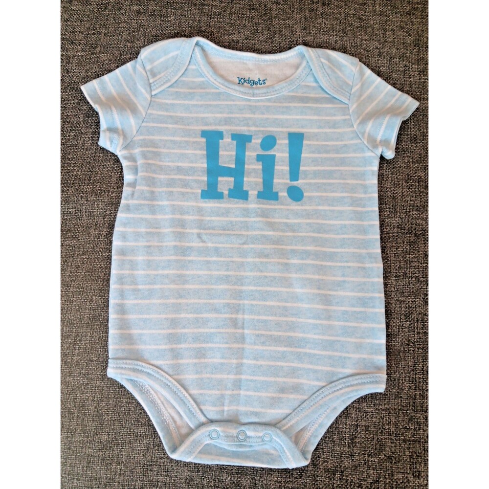 Kidgets Shirt 3 to 6 Months Boys Boy baby Short sleeve Aqua Blue White Stripe Hi